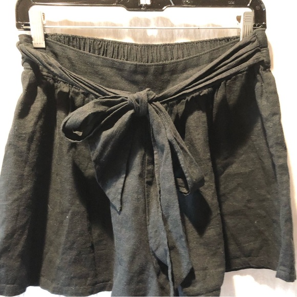 Abound linen blend black tie front shorts walking shorts elastic waist M - Picture 3 of 5